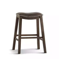 Kirklands Home Bar Stools & Counter Height Stools|Ella Saddle Bar Stool with Nailhead Trim Brown