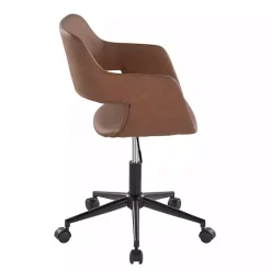 Kirklands Home Office Furniture|Faux Leather & Black Marshall Office Chair Brown