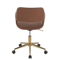 Kirklands Home Office Furniture|Faux Leather & Gold Marshall Office Chair Brown
