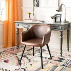 Kirklands Home Accent Chairs|Faux Leather Adalena Accent Chair Brown