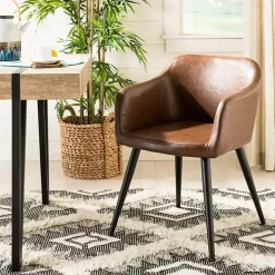 Kirklands Home Accent Chairs|Faux Leather Adalena Accent Chair Brown