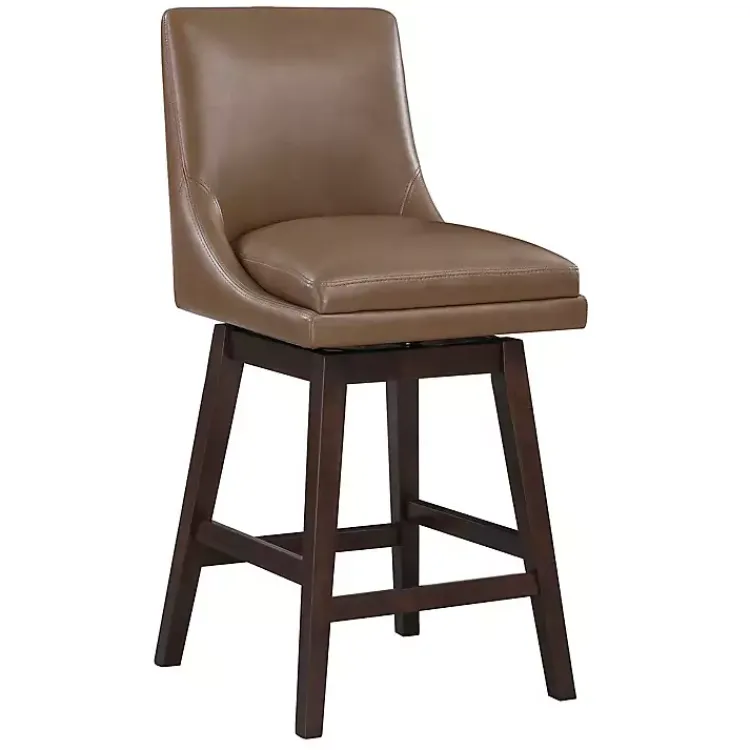 Kirklands Home Bar Stools & Counter Height Stools|Faux Leather Alli Swivel Counter Stool Brown