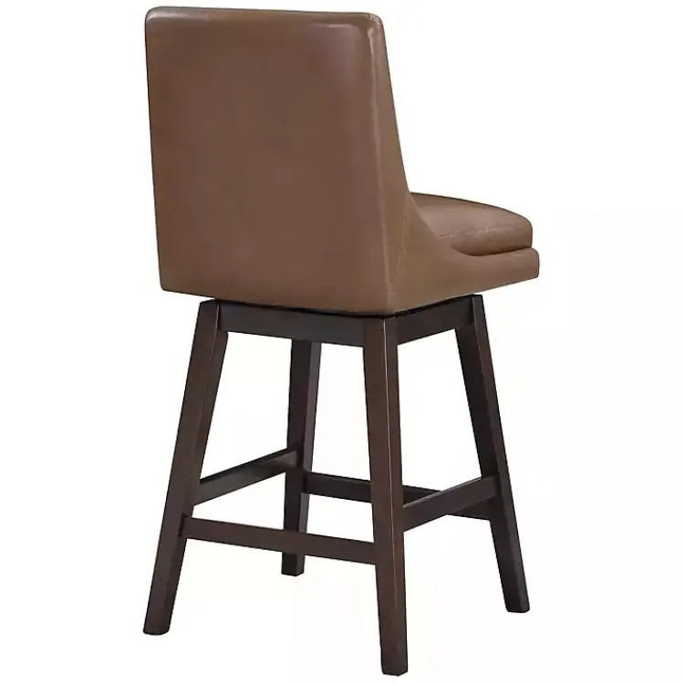 Kirklands Home Bar Stools & Counter Height Stools|Faux Leather Alli Swivel Counter Stool Brown