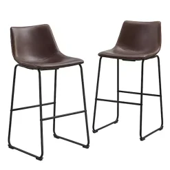 Kirklands Home Bar Stools & Counter Height Stools|Faux Leather Bar Stools, Set of 2 Brown