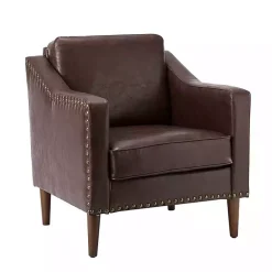 Kirklands Home Accent Chairs|Faux Leather Bonita Accent Chair Brown