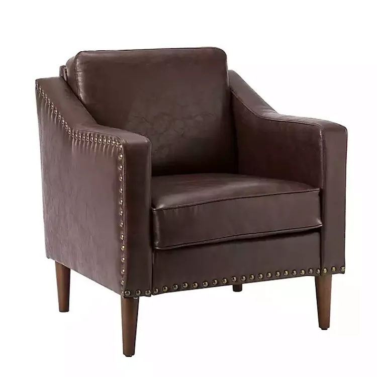 Kirklands Home Accent Chairs|Faux Leather Bonita Accent Chair Brown