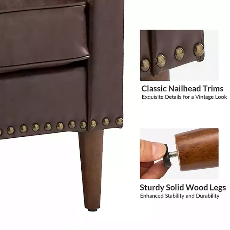 Kirklands Home Accent Chairs|Faux Leather Bonita Accent Chair Brown