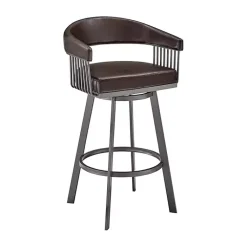 Kirklands Home Bar Stools & Counter Height Stools|Faux Leather Chelsea Swivel Bar Stool Brown