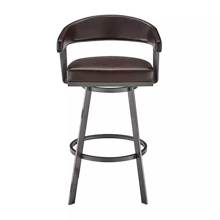 Kirklands Home Bar Stools & Counter Height Stools|Faux Leather Chelsea Swivel Bar Stool Brown
