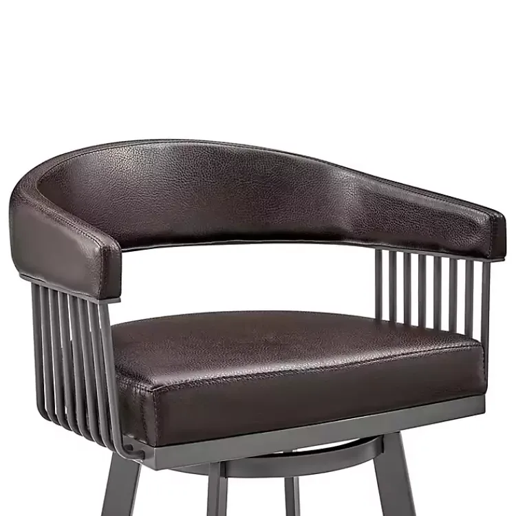 Kirklands Home Bar Stools & Counter Height Stools|Faux Leather Chelsea Swivel Bar Stool Brown
