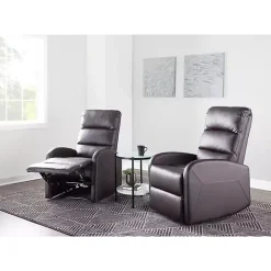 Kirklands Home Accent Chairs|Faux Leather Dormi Recliner Brown