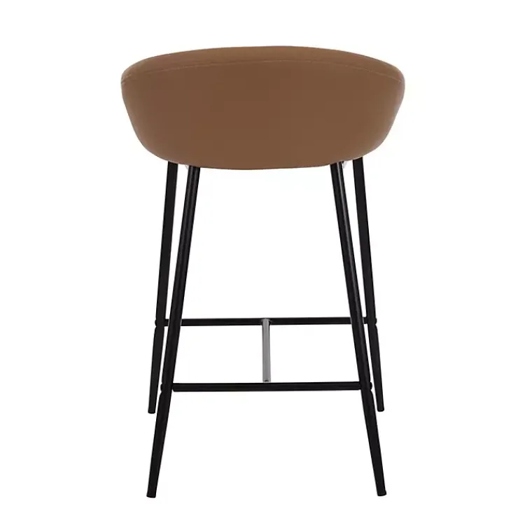 Kirklands Home Bar Stools & Counter Height Stools|Faux Leather Low Counter Stools, Set of 2 Brown