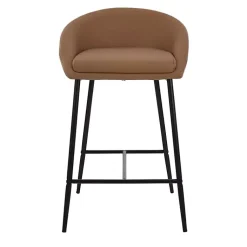 Kirklands Home Bar Stools & Counter Height Stools|Faux Leather Low Counter Stools, Set of 2 Brown