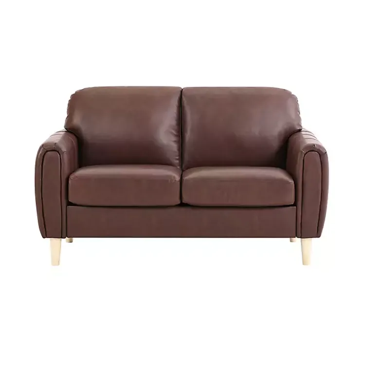 Kirklands Home Sofas & Loveseats|Faux Leather Lyon Loveseat Brown