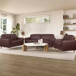 Kirklands Home Sofas & Loveseats|Faux Leather Lyon Loveseat Brown