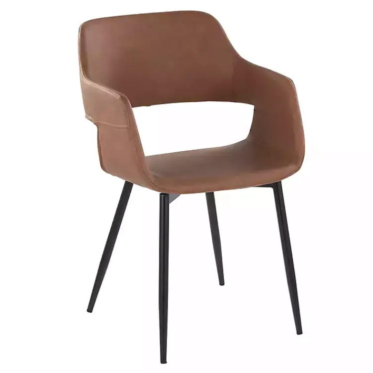 Kirklands Home Dining Chairs|Faux Leather Marge Dining Chairs, Set of 2 Brown