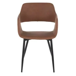 Kirklands Home Dining Chairs|Faux Leather Marge Dining Chairs, Set of 2 Brown
