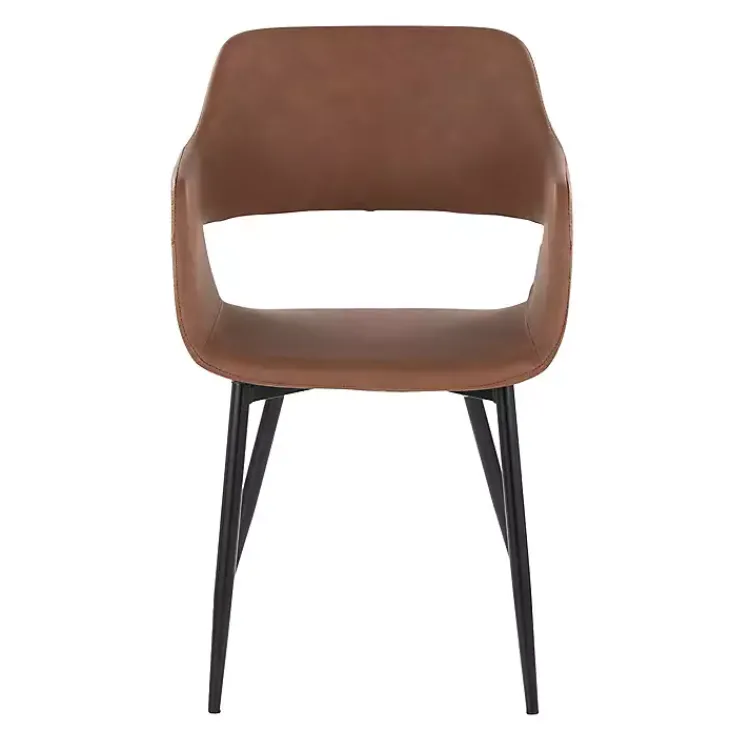 Kirklands Home Dining Chairs|Faux Leather Marge Dining Chairs, Set of 2 Brown