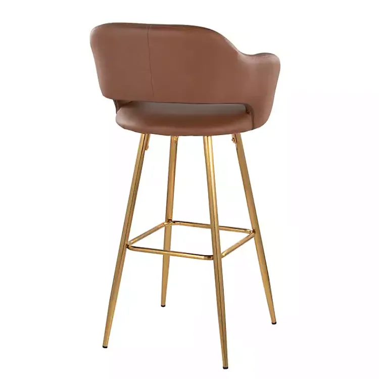 Kirklands Home Bar Stools & Counter Height Stools|Faux Leather Marge Bar Stools, Set of 2 Brown