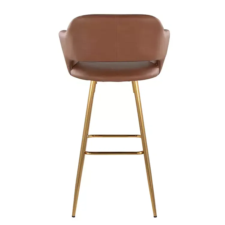 Kirklands Home Bar Stools & Counter Height Stools|Faux Leather Marge Bar Stools, Set of 2 Brown