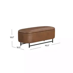 Kirklands Home Benches & Ottomans|Faux Leather Metal Storage Bench Brown