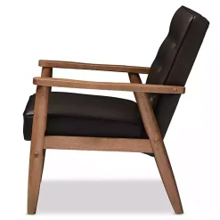 Kirklands Home Accent Chairs|Faux Leather Mid-Century Modern Accent Chair Brown