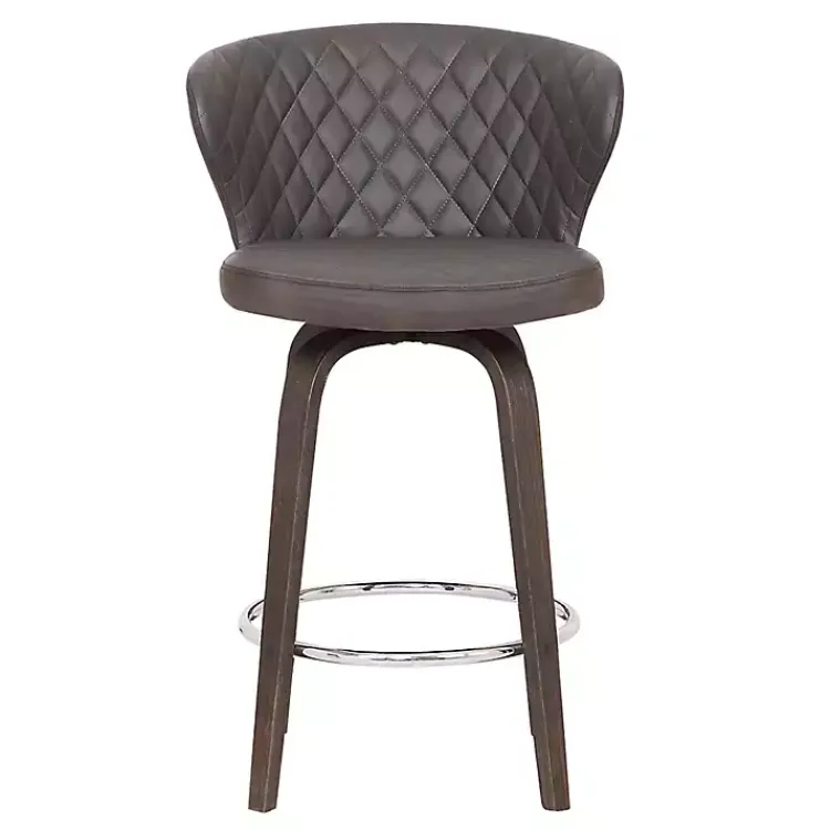 Kirklands Home Bar Stools & Counter Height Stools|Faux Leather Mynette Swivel Stool, 36 in. Brown