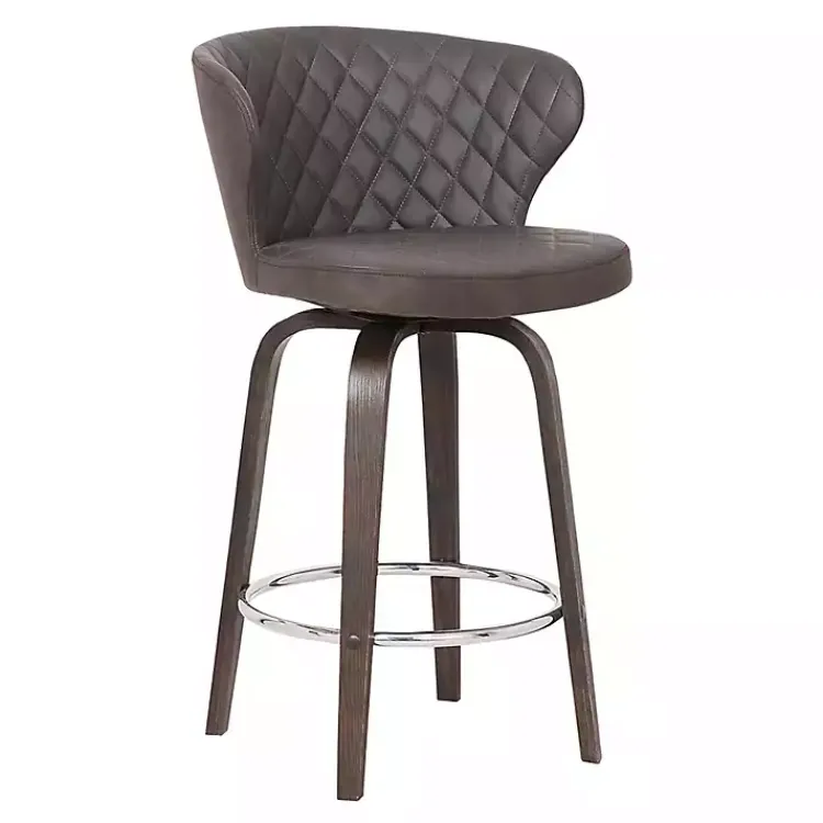 Kirklands Home Bar Stools & Counter Height Stools|Faux Leather Mynette Swivel Stool, 40 in. Brown