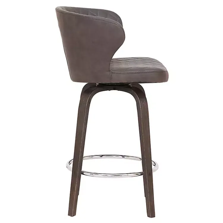 Kirklands Home Bar Stools & Counter Height Stools|Faux Leather Mynette Swivel Stool, 40 in. Brown