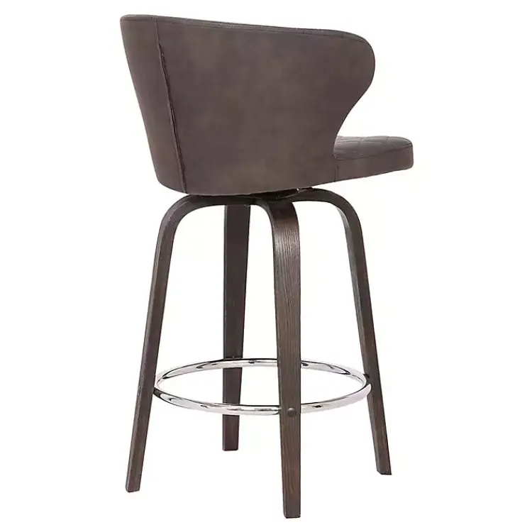 Kirklands Home Bar Stools & Counter Height Stools|Faux Leather Mynette Swivel Stool, 40 in. Brown