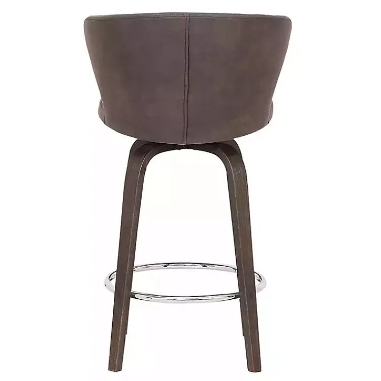 Kirklands Home Bar Stools & Counter Height Stools|Faux Leather Mynette Swivel Stool, 40 in. Brown