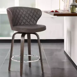 Kirklands Home Bar Stools & Counter Height Stools|Faux Leather Mynette Swivel Stool, 40 in. Brown