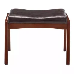 Kirklands Home Benches & Ottomans|Faux Leather Natasha Ottoman Stool Brown
