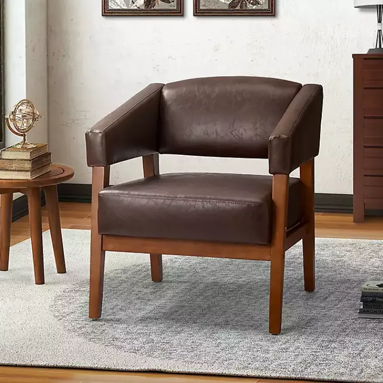 Kirklands Home Accent Chairs|Faux Leather Nicki Accent Chair Brown