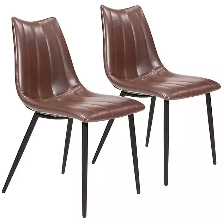 Kirklands Home Dining Chairs|Faux Leather Noreen Dining Chairs, Set of 2 Brown