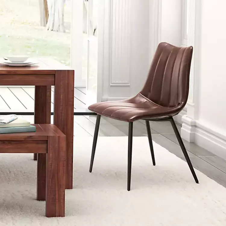 Kirklands Home Dining Chairs|Faux Leather Noreen Dining Chairs, Set of 2 Brown