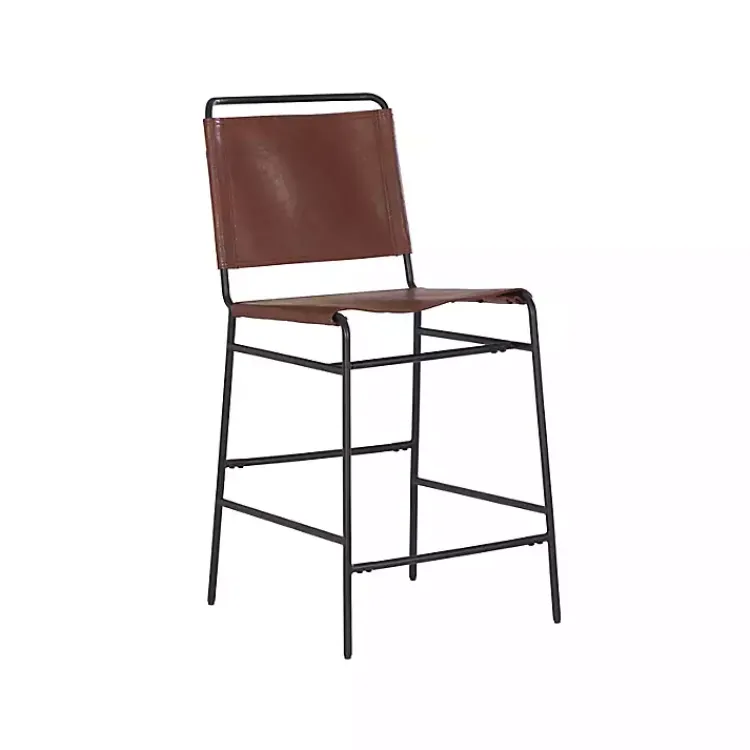 Kirklands Home Bar Stools & Counter Height Stools|Faux Leather Sling Counter Stool Brown