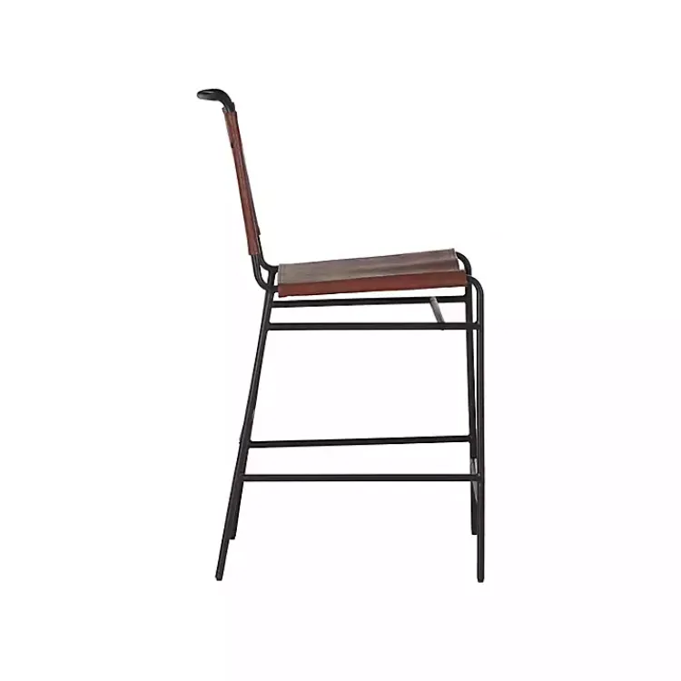 Kirklands Home Bar Stools & Counter Height Stools|Faux Leather Sling Counter Stool Brown