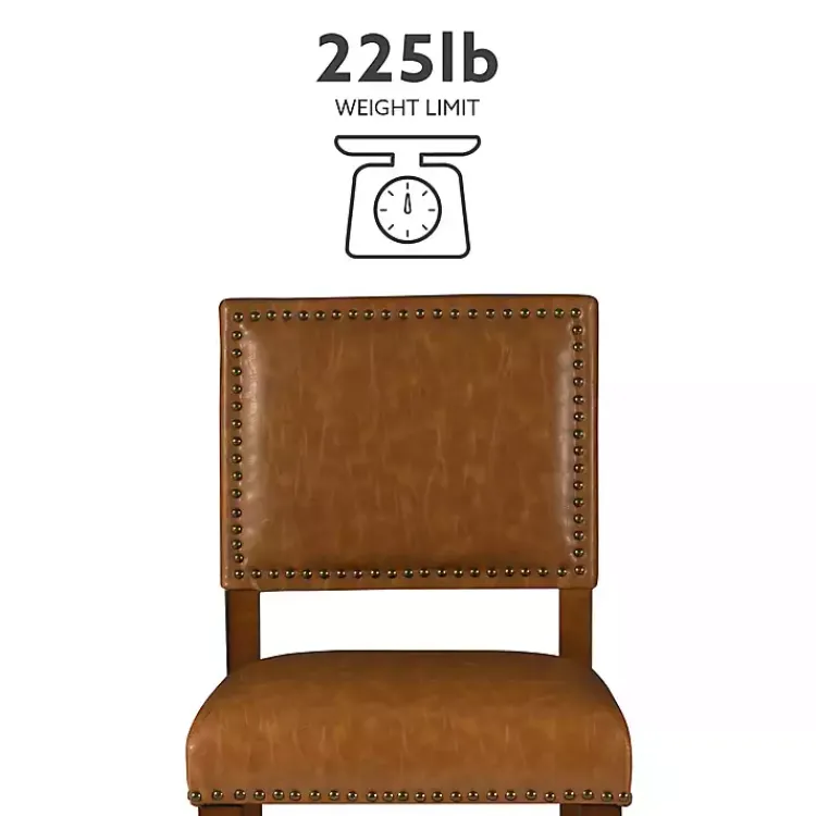 Kirklands Home Bar Stools & Counter Height Stools|Brown Faux Leather Square Classic Bar Stool Tan