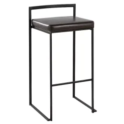 Kirklands Home Bar Stools & Counter Height Stools|Faux Leather Stackable Bar Stools, Set of 2 Brown