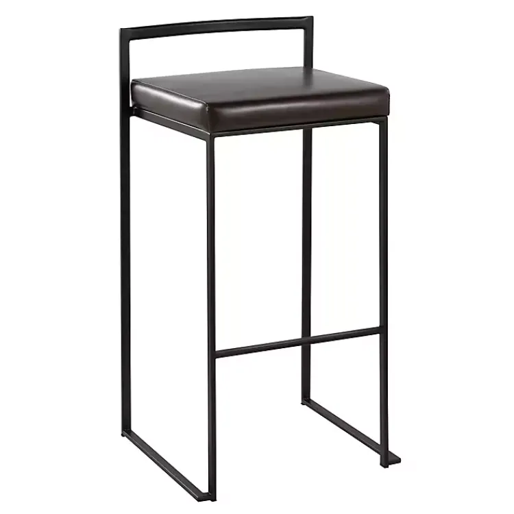 Kirklands Home Bar Stools & Counter Height Stools|Faux Leather Stackable Bar Stools, Set of 2 Brown