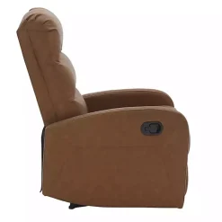 Kirklands Home Accent Chairs|Faux Leather Upholstered Slim Recliner Brown