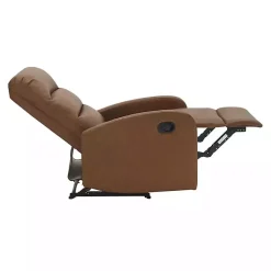 Kirklands Home Accent Chairs|Faux Leather Upholstered Slim Recliner Brown