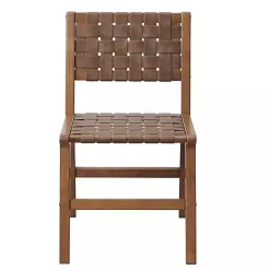 Kirklands Home Dining Chairs|Faux Leather Woven Dining Chairs, Set of 2 Brown