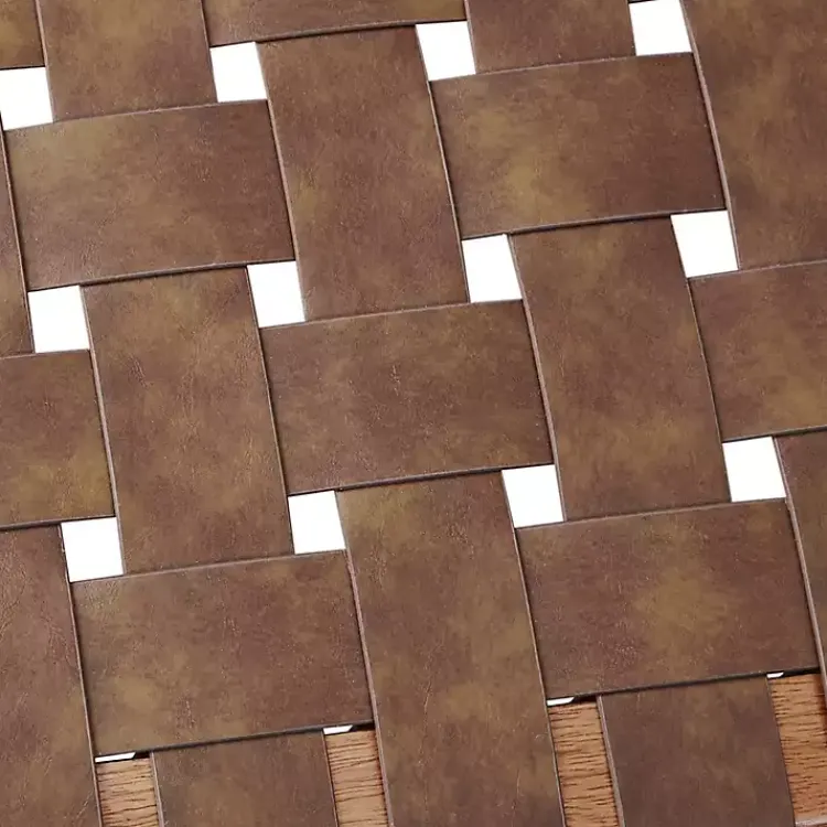 Kirklands Home Dining Chairs|Faux Leather Woven Dining Chairs, Set of 2 Brown