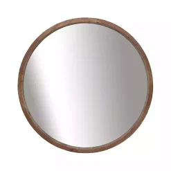 Kirklands Home Decorative Mirrors|Brown Fir Wood Round Wall Mirror
