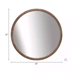 Kirklands Home Decorative Mirrors|Brown Fir Wood Round Wall Mirror