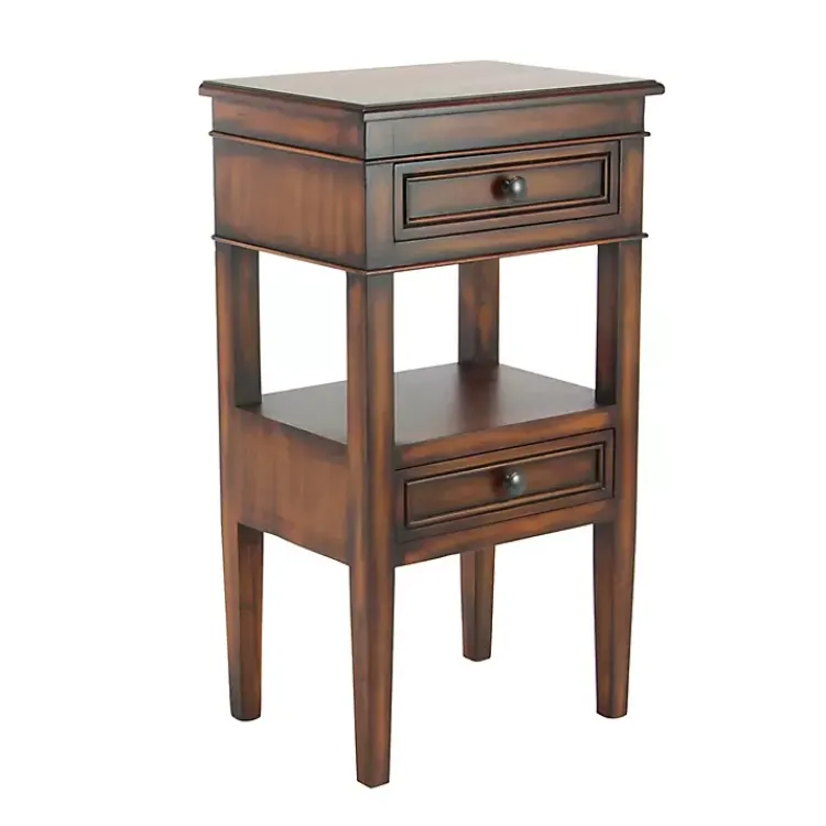 Kirklands Home Accent & End Tables|Fir Wood Tiered Side Table Brown
