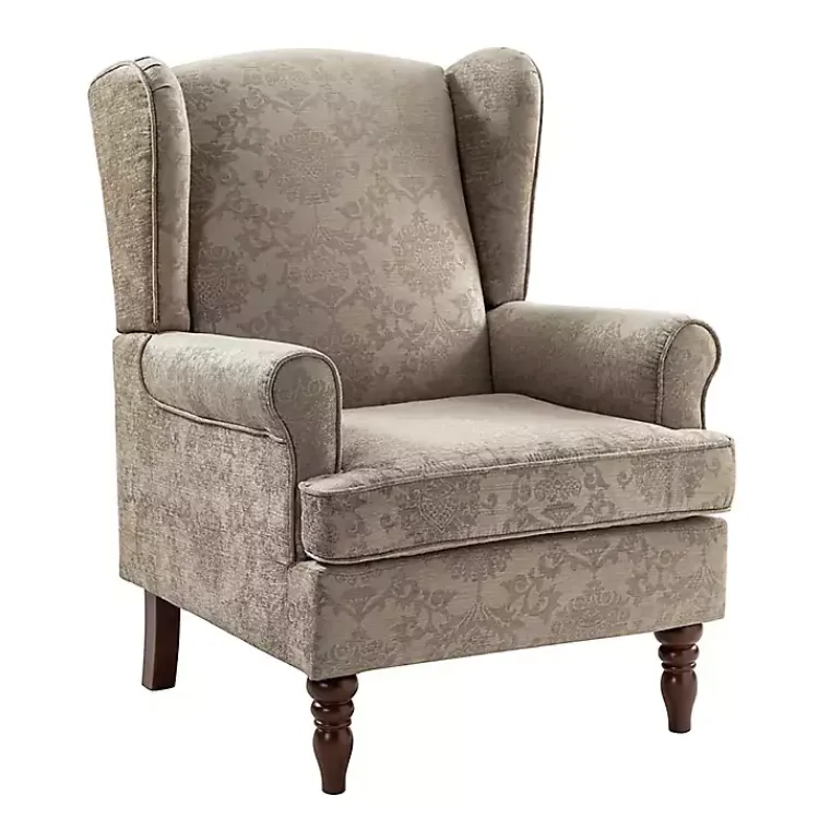 Kirklands Home Accent Chairs|Floral Brocade Wingback Ella Armchair Brown