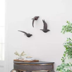 Kirklands Home Wall Plaques|Flying Birds Wall Sculptures, Set of 3 Brown